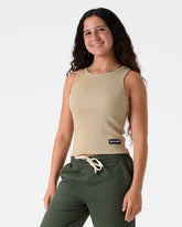 Beige Ribbed Crop Top