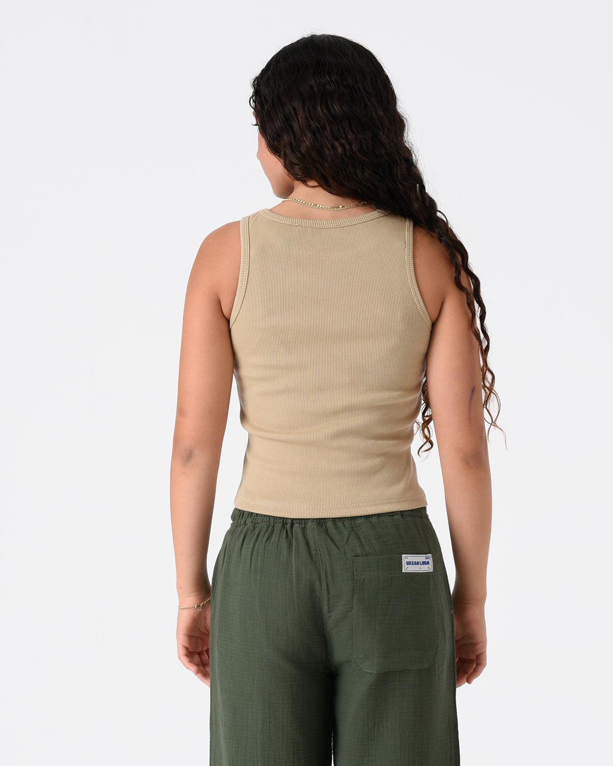 Beige Ribbed Crop Top