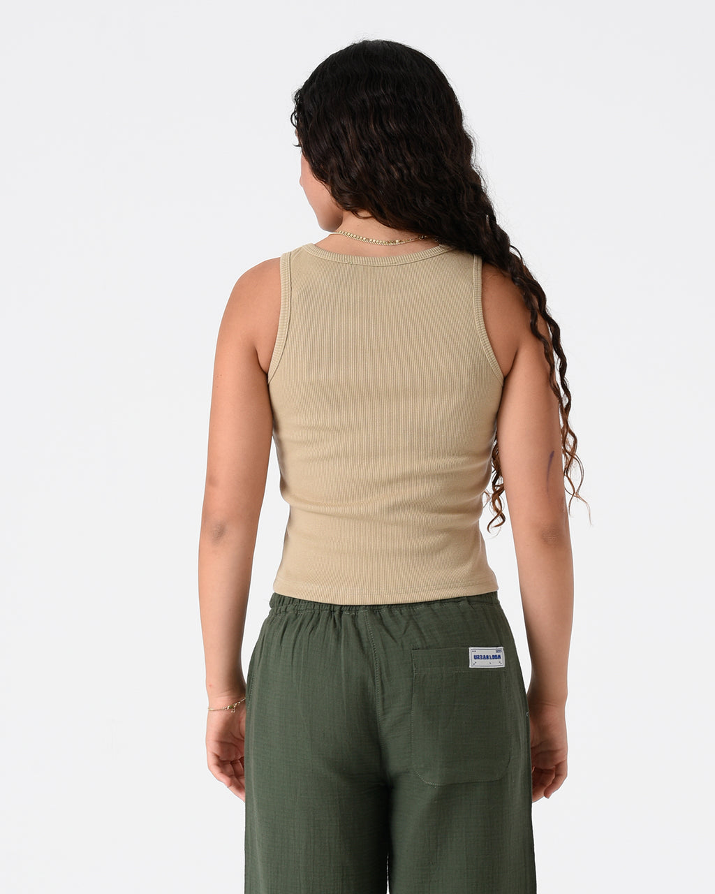 Beige Ribbed Crop Top