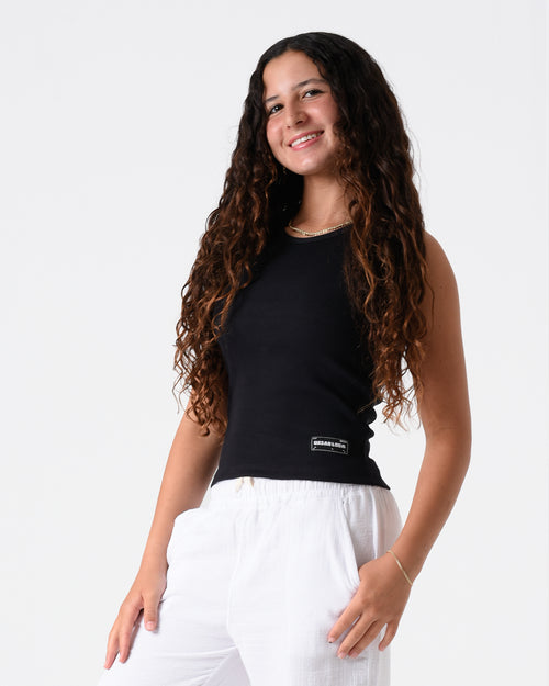 Black Ribbed Crop Top