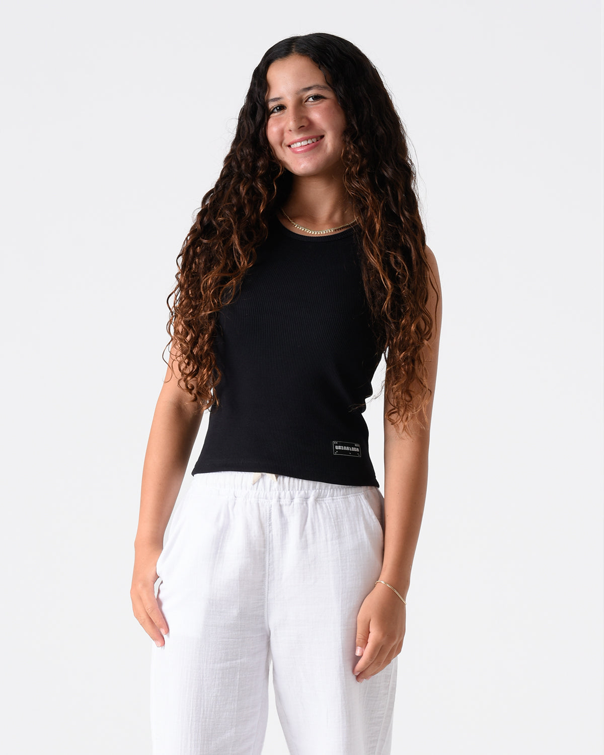 Black Ribbed Crop Top
