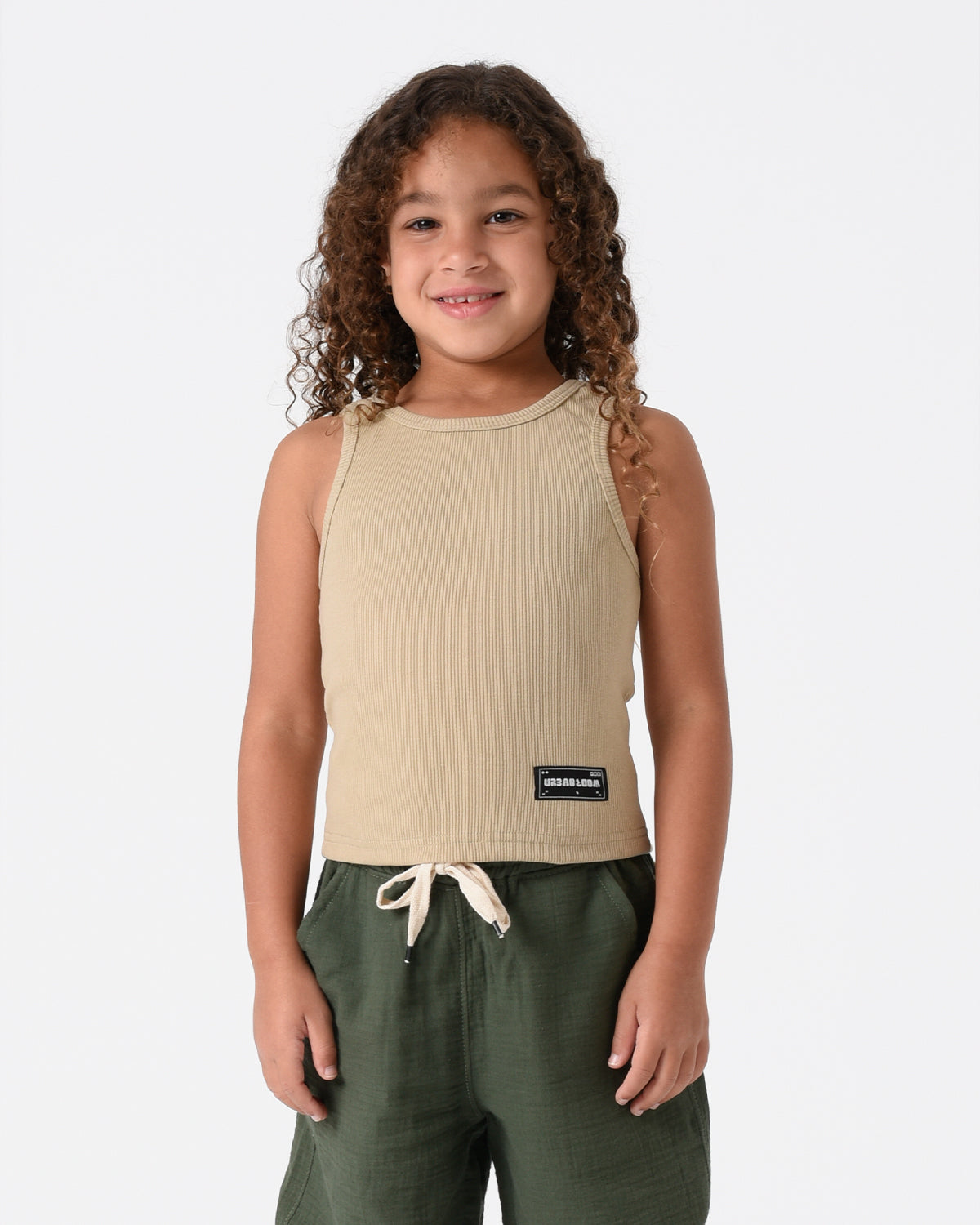 Beige Ribbed Crop Top