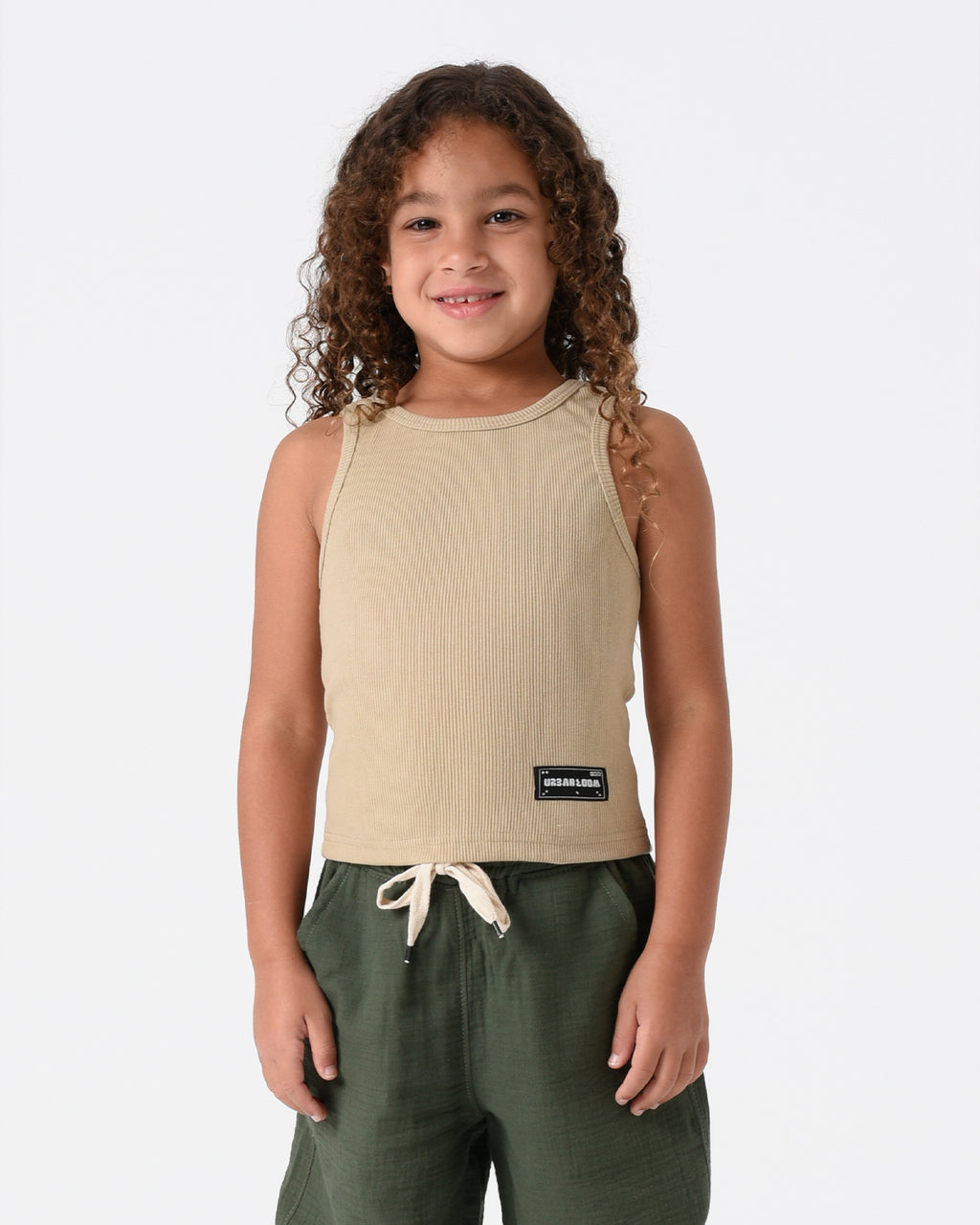 Beige Ribbed Crop Top