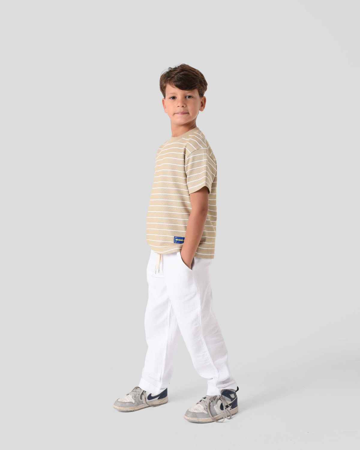 Beige Linear Tee