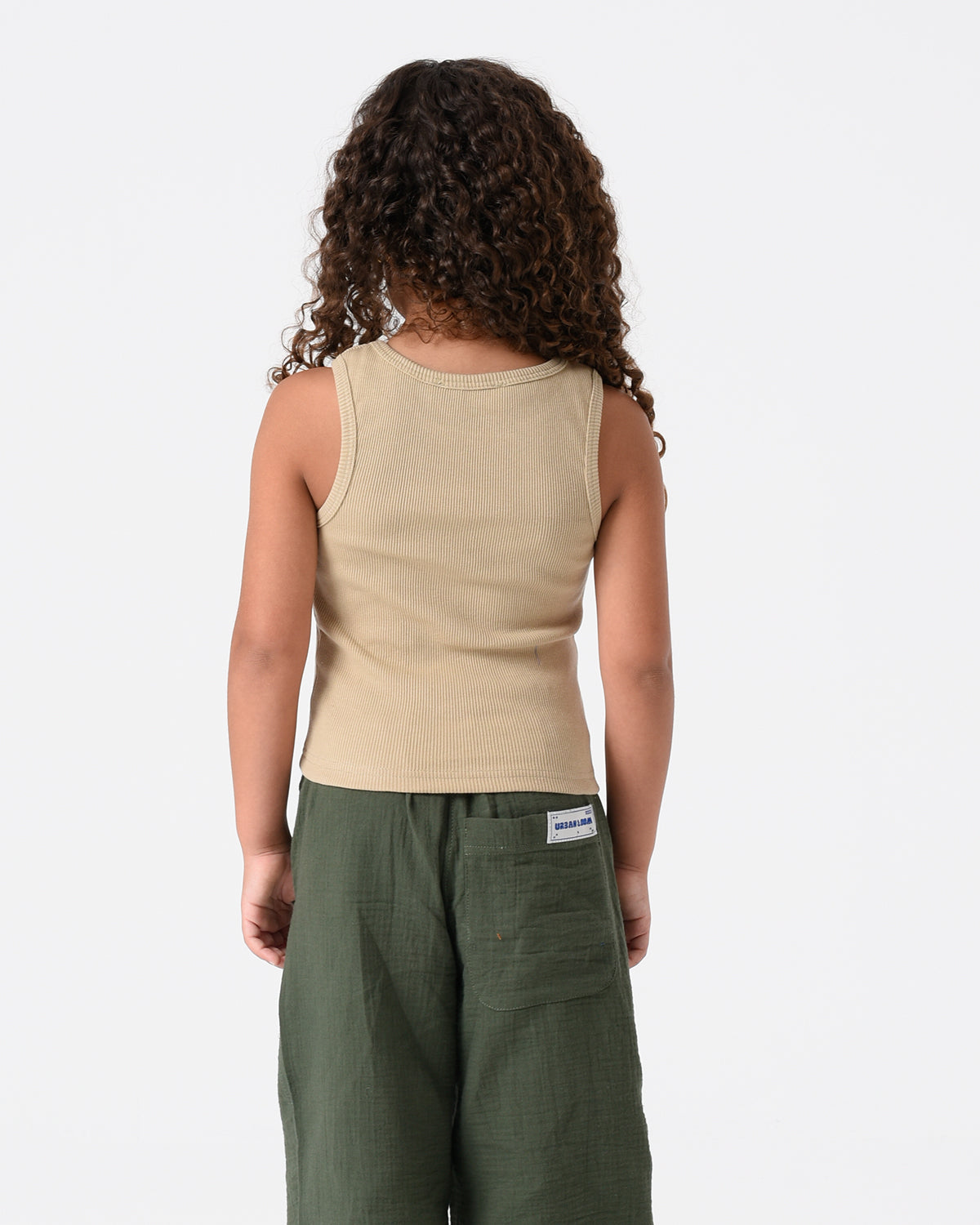 Beige Ribbed Crop Top