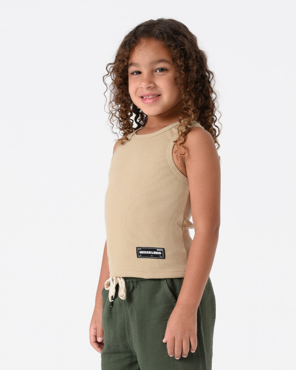 Beige Ribbed Crop Top
