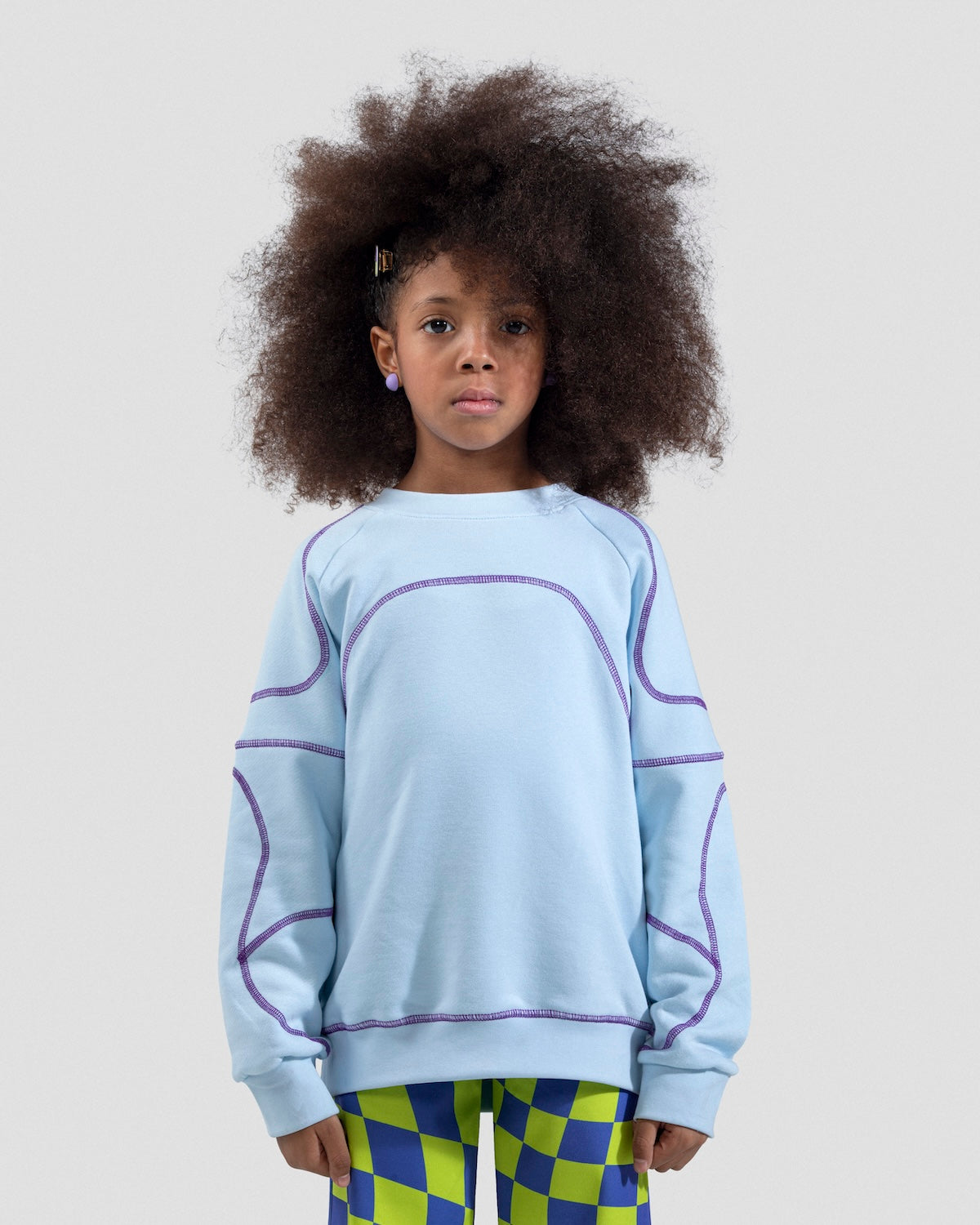 Contrast Stitch Sky Blue Crewneck