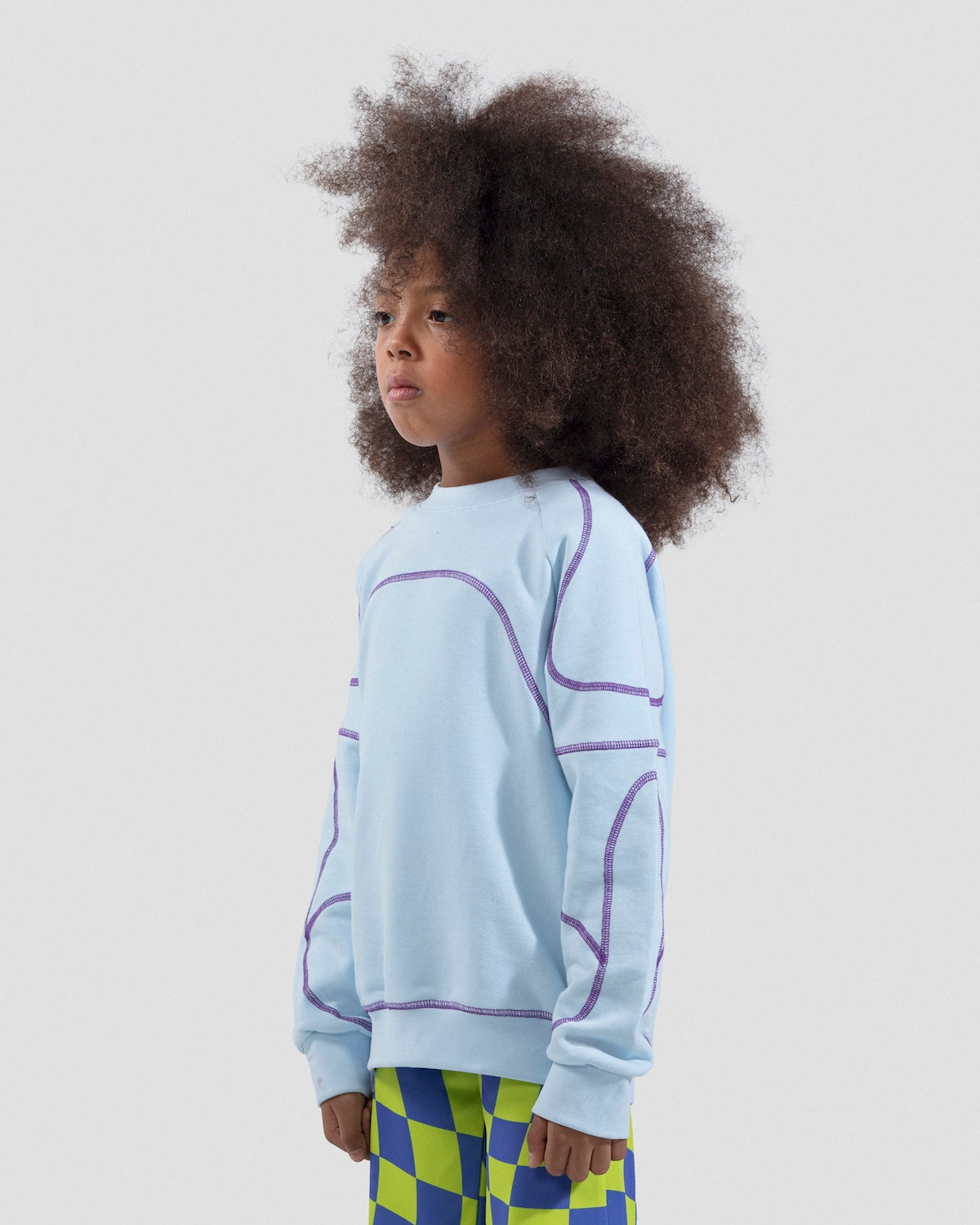 Contrast Stitch Sky Blue Crewneck