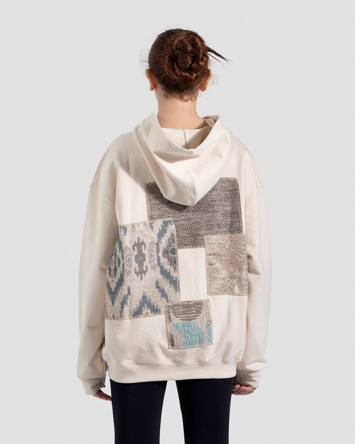 One-of-a-kind Beige Patchwork Hoodie