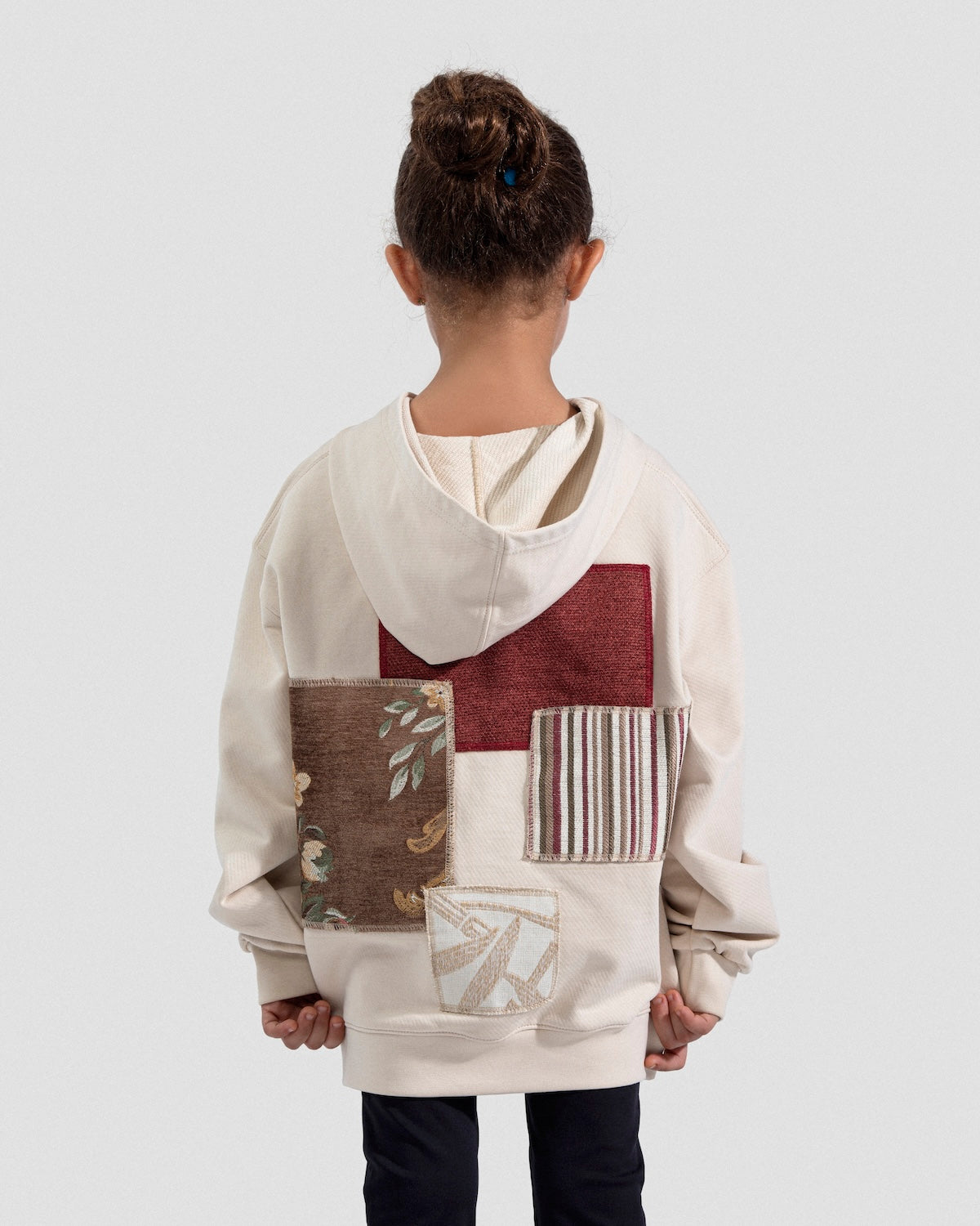 One-of-a-kind Beige Patchwork Hoodie