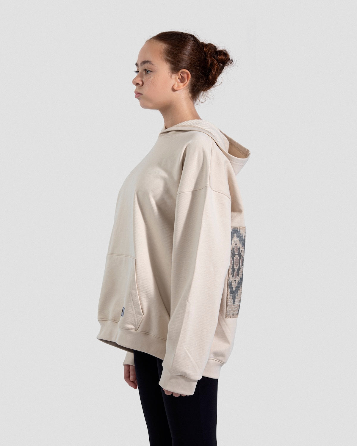 One-of-a-kind Beige Patchwork Hoodie