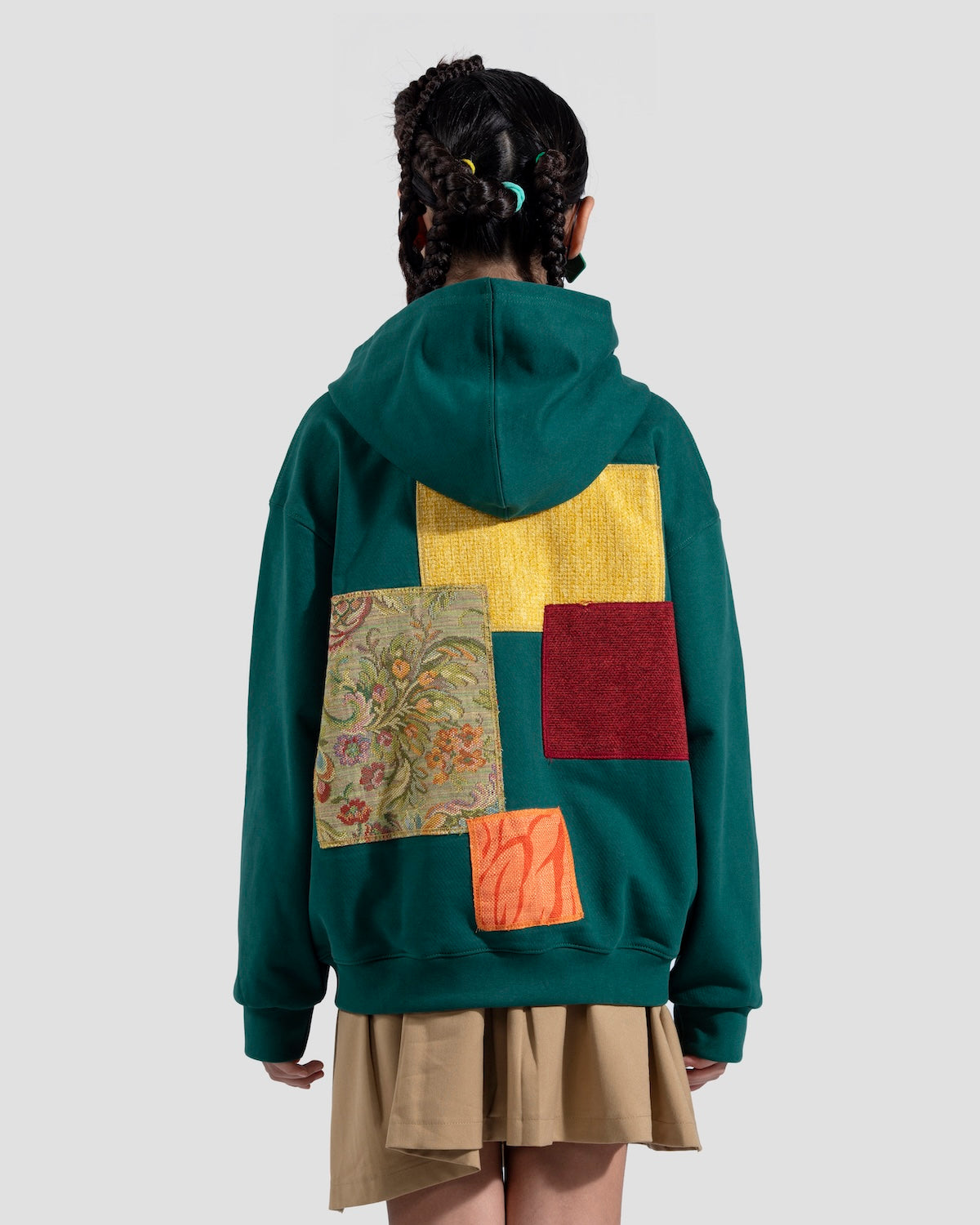 One-of-a-kind Green Patchwork Hoodie