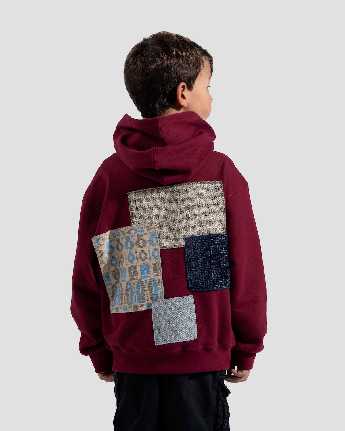 One-of-a-kind Mahogany Patchwork Hoodie