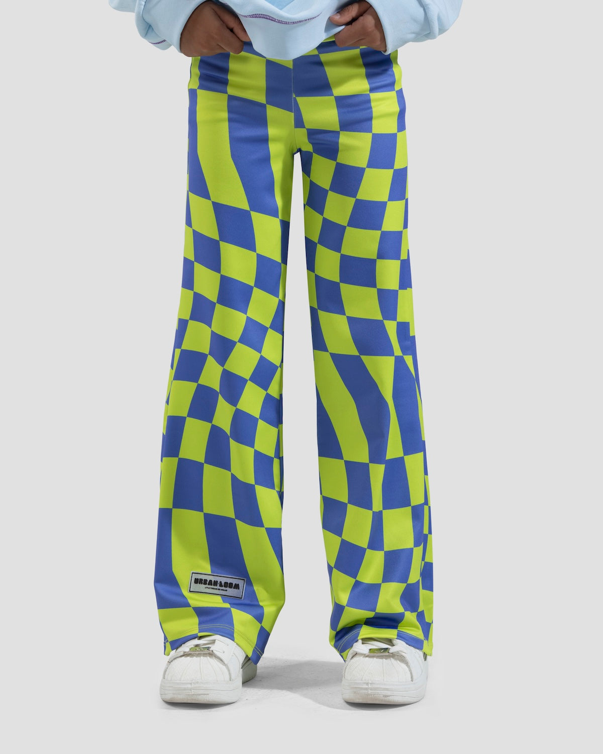 Wide Leg Checkered Pants Blue X Green