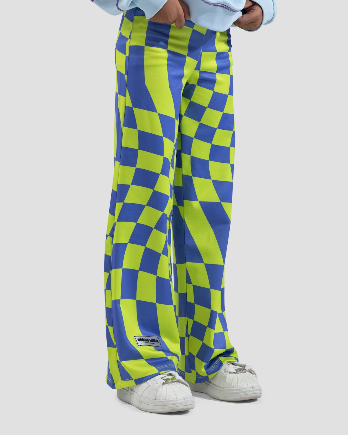 Wide Leg Checkered Pants Blue X Green